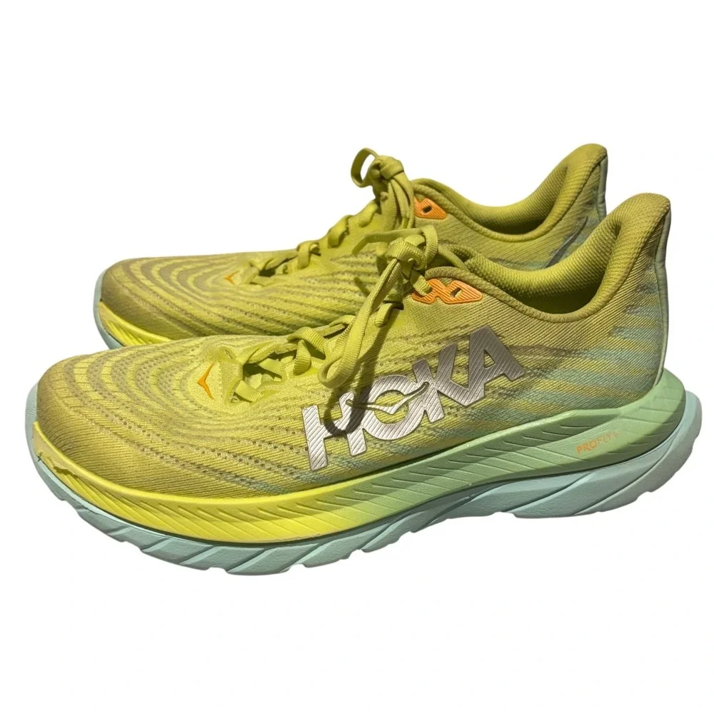 Hoka Mach 5 Celadon Lemonade Running Shoes Womens 10B 1127894 COLG